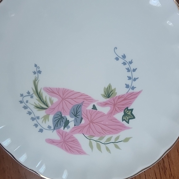 Vintage WS George Pink Caladium China 6.5 inch Bread and Butter Plate - Picture 3 of 4